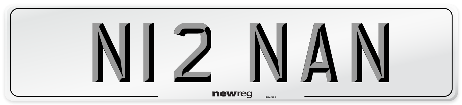 N12 NAN Number Plate from New Reg